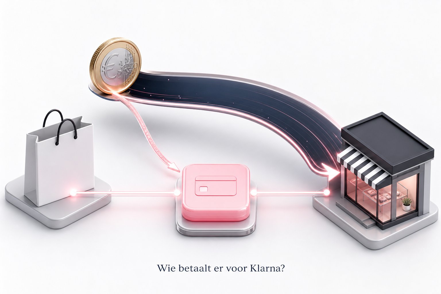 Illustratie: van een bestelling van 100 euro gaat het grootste deel naar de winkel en een klein deel (ongeveer 3 procent) naar Klarna