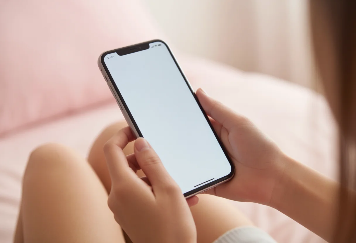 Klarna-app handleiding: handen bedienen de Klarna-app op een smartphone om bestellingen en betalingen te beheren