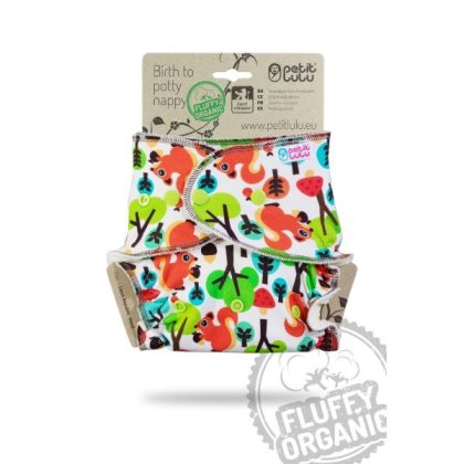 Babybum Petit Lulu Fluffy Organic Maxi Night - Squirrels - Drukknoopjes