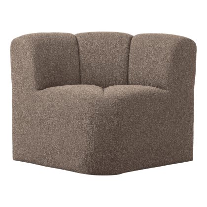 WOOOD Eetkamerbank Mojo Bouclé, Hoek - Bruin Melange