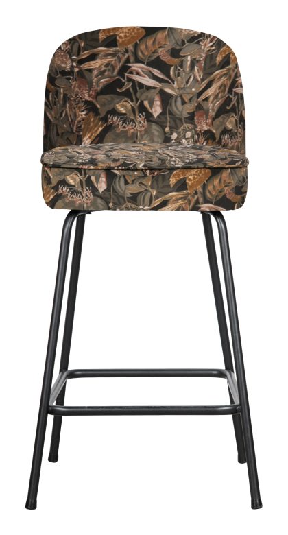 WOOOD Barkruk 'Vogue' (zithoogte 65cm) Velvet, kleur Bouquet Zwart