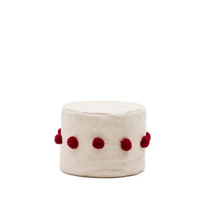 Kave Home Poef Manua 40cm - Beige/Rood