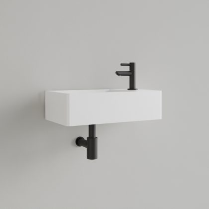 Gliss Design Fontein Gliss Design Freya Solid Marble 40x22x10 cm Met Kraangat Rechts Glans Wit Gliss Design