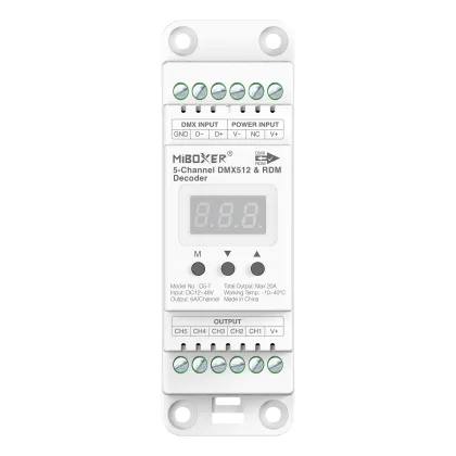 Mi·Light Miboxer D5-T 5-kanaals DMX512 & RDM Decoder (DIN RAIL)