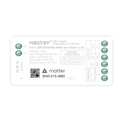 Mi·Light MiBoxer SMZ2 - Matter over Thread + RF 2.4G Enkelkleur/Dual White CCT Dimmer LED Controller (2-in-1)