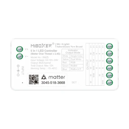 Mi·Light MiBoxer SMZ5 - Matter over Thread + RF 2.4G SC/CCT/RGB(W)(W) LED Controller (5-in-1)