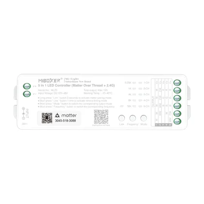 Mi·Light MiBoxer MLZ5 - Matter over Thread + RF 2.4G SC/CCT/RGB(W)(W) LED Controller (5-in-1) | 12V-48V 15A