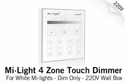 Mi·Light ACTIE! MiLight Inbouw RF Touch Dimmer Paneel 4-kanaals, Witte Verlichting, 220V