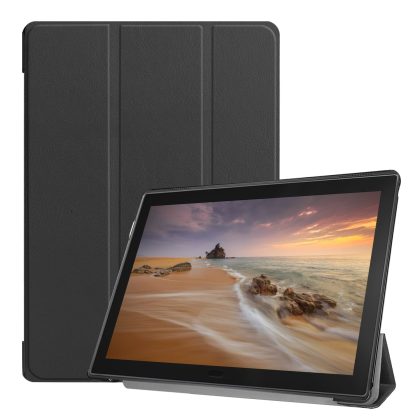 Lunso 3-Vouw sleepcover hoes - Lenovo Tab E10 - Zwart