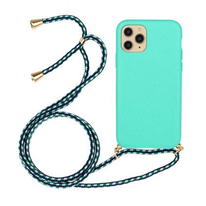 Lunso - Backcover hoes met koord - iPhone 12 / iPhone 12 Pro - Cyaan