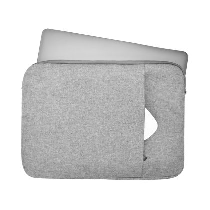 Lunso - Stijlvolle zachte neopreen sleeve hoes 15 inch - Lichtgrijs