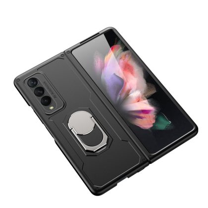 Lunso - Armor Guard backcover hoes met ringhouder - Samsung Galaxy Z Fold3 - Zwart