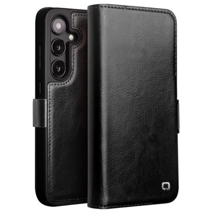 Qialino - Samsung Galaxy S24 - Leren bookcase hoes - Zwart