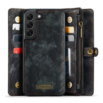 Caseme Samsung Galaxy S22 Plus hoes - Vintage 2 in 1 portemonnee - Zwart