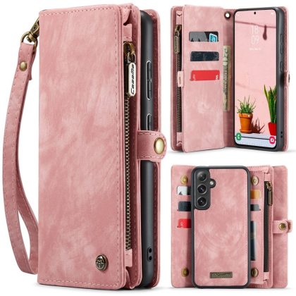 Caseme Samsung Galaxy S25 Plus hoes - Vintage 2 in 1 portemonnee - Lichtroze