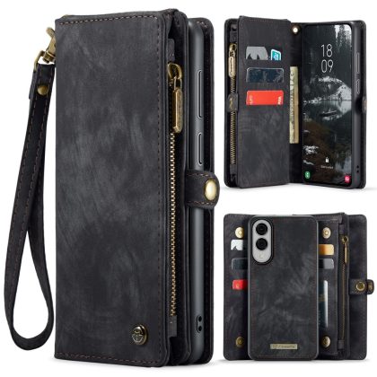 Caseme Samsung Galaxy S25 Edge hoes - Vintage 2 in 1 portemonnee - Zwart