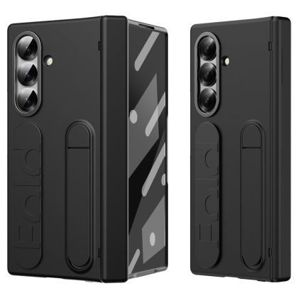 Lunso Samsung Galaxy Z Fold 7 backcover hoes met Kickstand & Polsband - Zwart