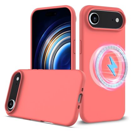 Lunso iPhone 17 Air hoesje - Flexibel siliconen Backcover met MagSafe - Roze