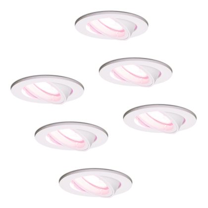 Hofronic Set van 6 Dublin - Smart inbouwspots - WiFi + Bluetooth - Bestuurbaar via App - RGBWW Dimbaar - Wit - kantelbaar - IP20 - Google home , Alexa en Siri - Smart spotjes