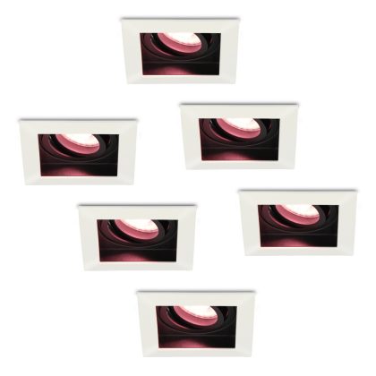 Hofronic 6x Durham slimme LED inbouwspots - WiFi & Bluetooth - Dimbaar via app - Kantelbaar - Vierkant - RGBWW - 5.5W - GU10 - Wit - IP20 voor binnen