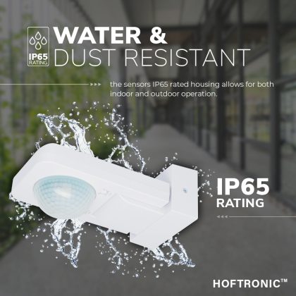 HOFTRONIC™ PIR bewegingssensor met schemerschakelaar 360° bereik 20 meter Maximaal 1000 Watt opbouw kleur wit IP65