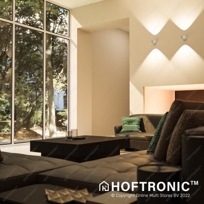 HOFTRONIC™ Cupo Smart wandlamp - RGBWW - WiFi & Bluetooth - 10 Watt - Up & Down light - IP54 - Slimme verlichting - Google home & Amazon Alexa - RVS voor binnen