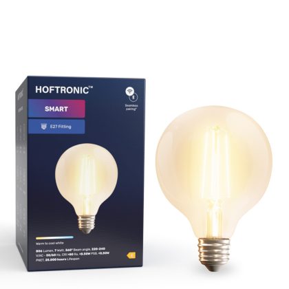 HOFTRONIC SMART 6x Smart E27 LED filament lamp - G95 - Wifi & Bluetooth - 806lm - 7 Watt - Warm wit tot koud wit
