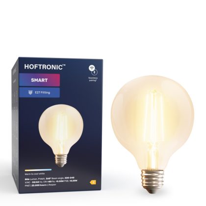 HOFTRONIC SMART Smart E27 LED filament lamp - G125 - Wifi & Bluetooth - 806lm - 7 Watt - Warm wit tot koud wit