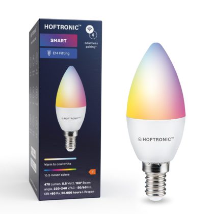 HOFTRONIC SMART E14 SMART LED Lamp RGBWW Wifi & Bluetooth 5.5 Watt 470lm C37 (kaarslampje) Dimbaar via App