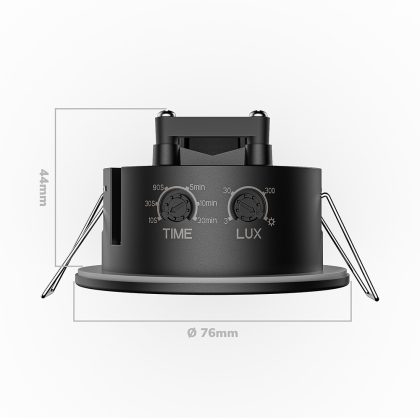 HOFTRONIC™ PIR Bewegingssensor met Schemerschakelaar - 360° Detectie - Bereik 8 meter - IP20 - Maximaal 600 Watt - Inbouw - Zwart - 220-240V