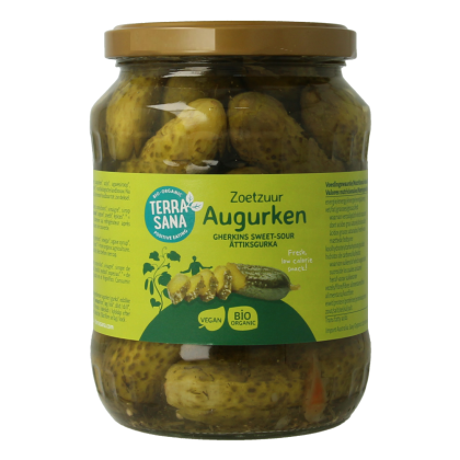 TerraSana Augurken fris zoet/zuur bio 670 Gram
