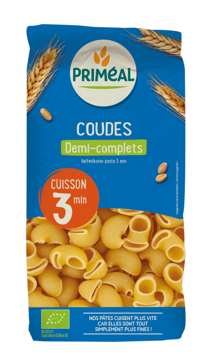 Primeal Coudes halfvolkoren snelkook 3 minuten bio 500 Gram