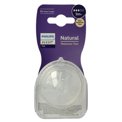 Avent Natural flesspeen 1M+ 2 Stuks