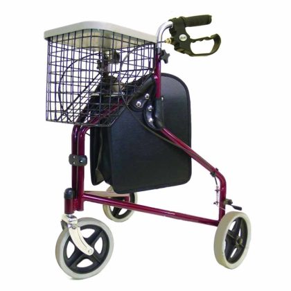 Drive Driewiel Rollator Tri Walker (6,2 kg) | Binnen rollator | 3 wiel rollator | Met dienblad en mand | Max. gebruikersgewicht 130 kg | Drive medical