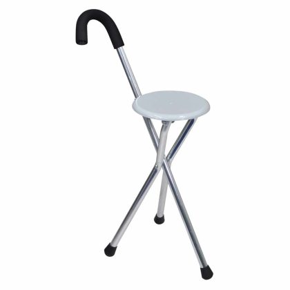 ThuiszorgwinkelXL Wandelstok met uitklapbaar zitje | aluminium | Chroom / Zilvergrijs | VP159A