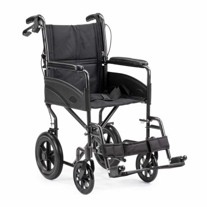 MultiMotion Lichtgewicht transportstoel Compact Lite (12 kg) | MultiMotion | Zitbreedte 45 cm | Zwart | Opvouwbare rolstoel | Transportrolstoel | 10030012