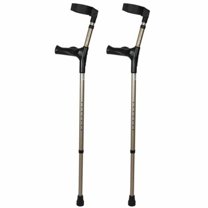 ThuiszorgwinkelXL Elleboogkruk dubbel verstelbaar | Anatomische handgreep | Gesloten manchet | Max. gebruikersgewicht 100 kg | Brons metallic | PR30081-BZ
