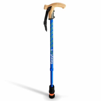 Flexifoot Wandelstok met kurken handvat | Flexifoot | Schokabsorberend | Blauw | PR30049-BL