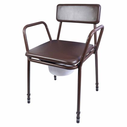 ThuiszorgwinkelXL Toiletstoel in hoogte verstelbaar | Zithoogte 41 - 51 cm | Kleur: Bruin | Po stoel | Zachte zitting en rugleuning