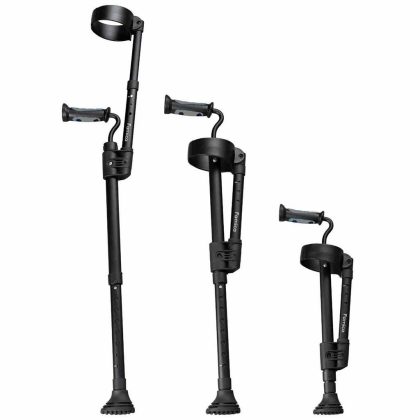 e-Ability Crutch - Inschuifbare elleboogkruk | Loopkrukken | Ingeschoven: 57 cm | Kleur: Zwart | Makkelijk voor op reis | E-Ability