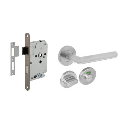 Intersteel Deurbeslag set WC-slot 63/8mm RVS + deurklink Jura RVS