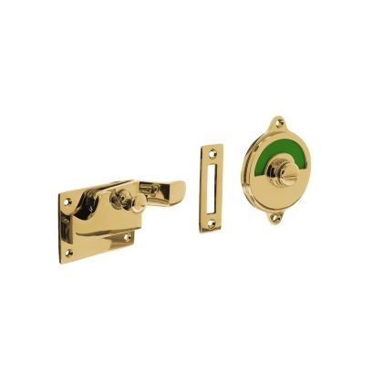 Intersteel WC slot met hendel met bocht rood-groen messing ongelakt