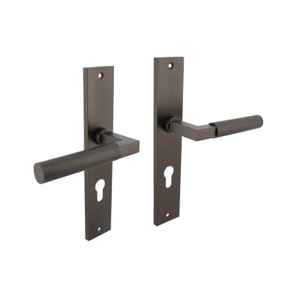 Intersteel Deurklink Bau-Stil op schild profielcilindergat 72mm antraciet grijs