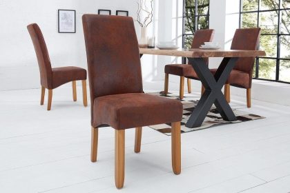 Invicta Interior Edele stoel CASA vintage bruine massief houten poten in koloniale stijl - 21133