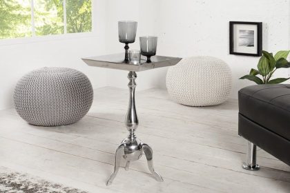 Invicta Interior Filigraan bijzettafel TRAYFUL 55cm zilveren aluminium dienbladtafel - 35725