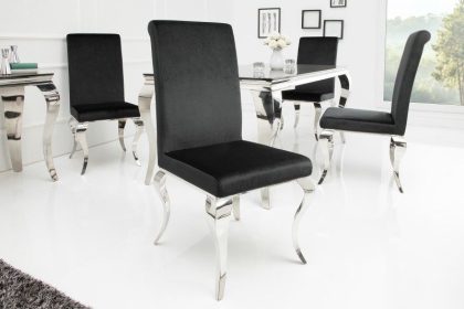 Invicta Interior Elegante stoel MODERN BAROK zwart fluwelen stoelpoten van roestvrij staal - 36546