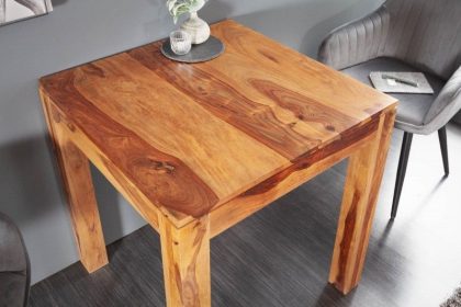 Invicta Interior Massief houten eettafel PURE 70cm bistrotafel met natuurlijke Sheesham steenafwerking vierkant - 36746