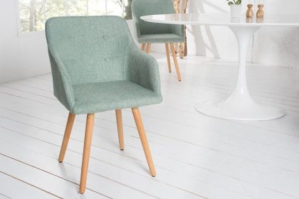 Invicta Interior Retro design stoel SCANDINAVIA MEESTERSTUK groen met armleuning - 36827