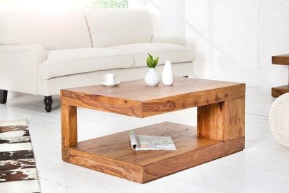 Invicta Interior Massieve salontafel van kostbaar hout GIANT L 90 cm Sheesham Stone Finish - 37438