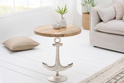 Invicta Interior Maritiem design bijzettafel SEVEN SEAS 50cm anker met mangohouten blad - 38542